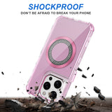 For iP15 Pro Max Magnetic Ring Circle Bling Chrome 3in1 Hybrid Case - Pink