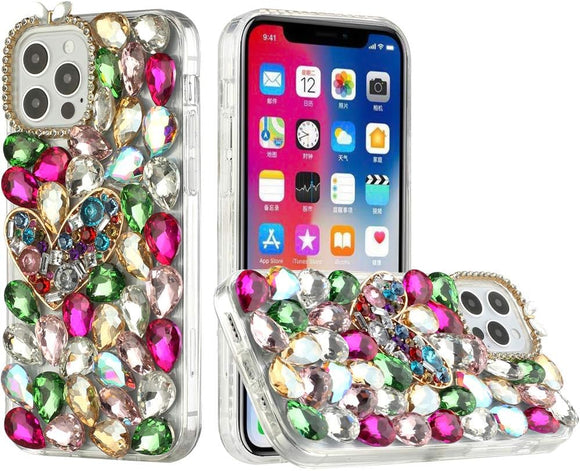 For Samsung Galaxy s24 Full Diamond with Ornaments Hard TPU Case Cover - Colorful Ornaments with Heart