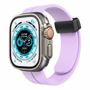 For Apple Watch Size 42/44/45/49mm Magnetic Buckle Premium Silicone Watch Band - Light Purple