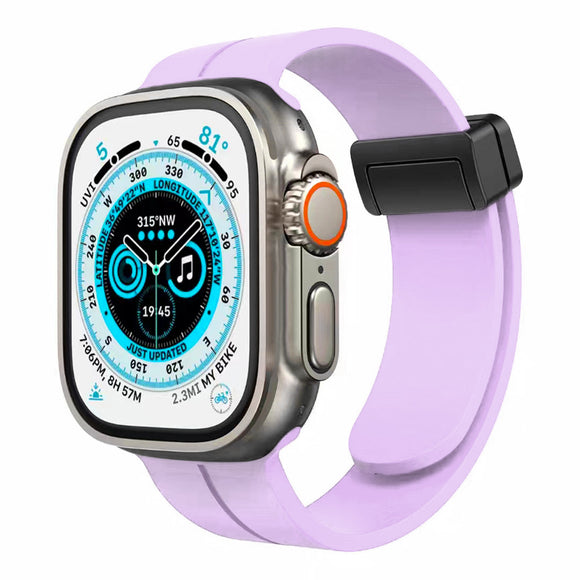 For Apple Watch Size 42/44/45/49mm Magnetic Buckle Premium Silicone Watch Band - Light Purple