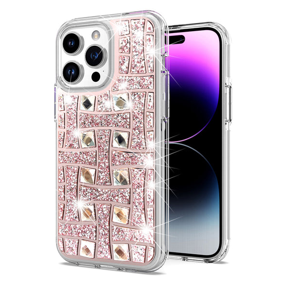 For iPhone 15 Pro Bling Hybrid Case Cover - L