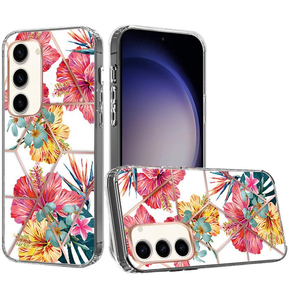 For Samsung Galaxy s24 ART IMD Chrome Beautiful Design ShockProof Case Cover - Floral A