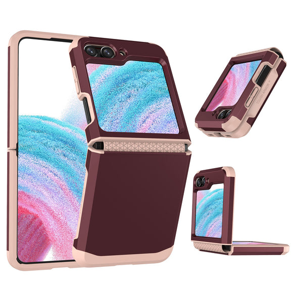 For Samsung Galaxy Z Flip 5 Effortless Plain ShockProof Hybrid Case Cover - Wine Red