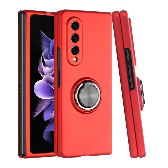 For Samsung Galaxy Z Fold 5 Chief Premium Matte Magnetic Ring Stand Hybrid Case Cover - Red