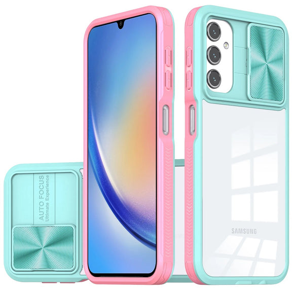 For Samsung A15 5G Fusion Transparent Clear Hybrid Case Cover - Pink/Blue