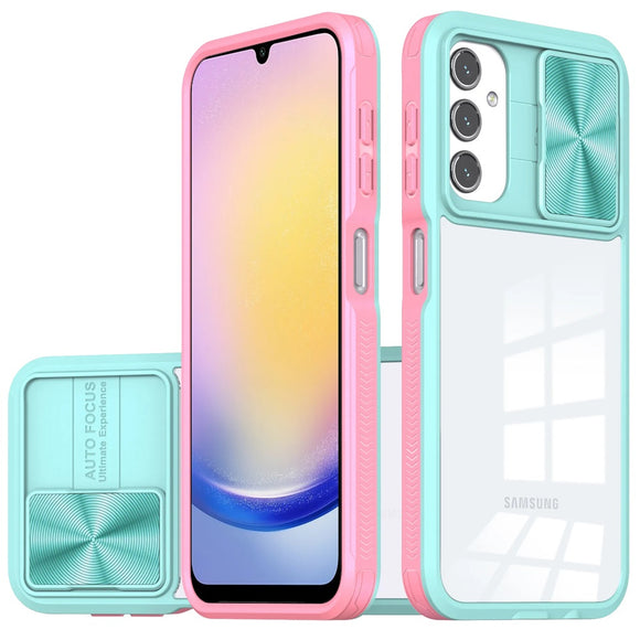 For Samsung A25 5G Fusion Transparent Clear Hybrid Case Cover - Pink/Blue