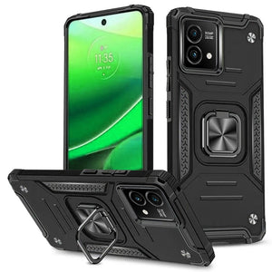 For Motorola G Stylus 5G (MultiCarrier 6.6" 16MP Camera) 2023 Robust Magnetic Kickstand Hybrid Case Cover - Black