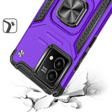 For Motorola G Stylus 5G (MultiCarrier 6.6" 16MP Camera) 2023 Robust Magnetic Kickstand Hybrid Case Cover - Dark Purple