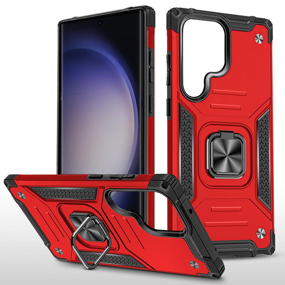 For Samsung Galaxy s24 Ultra Robust Magnetic Kickstand Hybrid Case Cover - Red