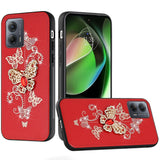 For Motorola G Stylus 5G (MultiCarrier 6.6" 16MP Camera) 2023 SPLENDID Diamond Glitter Ornaments Engraving Case Cover - Garden Butterflies Red