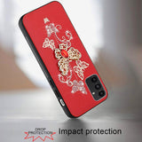 For Samsung A14 5G SPLENDID Diamond Glitter Ornaments Engraving Case Cover - Garden Butterflies Red