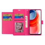 For Motorola G Stylus 5G (MultiCarrier 6.6" 16MP Camera) 2023 Wallet ID Card Holder Case Cover - Hot Pink