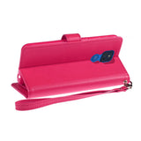 For Motorola G Stylus 5G (MultiCarrier 6.6" 16MP Camera) 2023 Wallet ID Card Holder Case Cover - Hot Pink