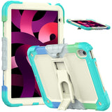 For Apple iPad 10th Gen 2022 Heavy Duty Full Body Rugged Tablet Kickstand Case Cover - Beige/Camo Mint