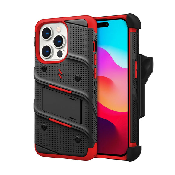 ZIZO BOLT Bundle with Tempered Glass iPhone 15 Pro Case - Red