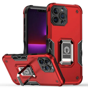 For iPhone 15 Pro Max OPTIMUM Magnetic Ring Stand Hybrid Case Cover - red