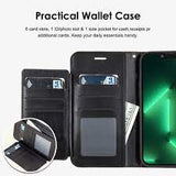 For iPhone 15 Wallet ID Card Holder Case Cover - Black