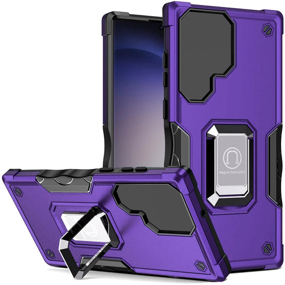 For Samsung Galaxy s24 OPTIMUM Magnetic Ring Stand Case Cover Dark Purple