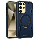 For Samsung Galaxy s24 Ultra Magnetic Ring Stand Simplistic Tough Hybrid Case Cover - Blue
