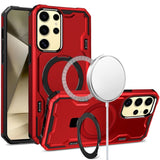 For Samsung Galaxy s24 Ultra Magnetic Ring Stand Simplistic Tough Hybrid Case Cover - Red