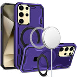 For Samsung Galaxy s24 Ultra Magnetic Ring Stand Simplistic Tough Hybrid Case Cover - Dark Purple