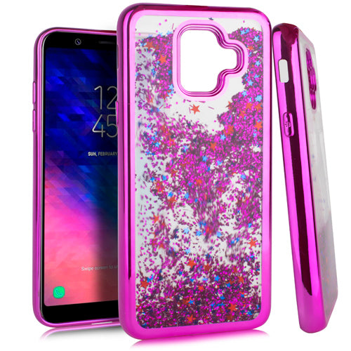 Samsung A6 CHROME Glitter Motion Case Hot Pink