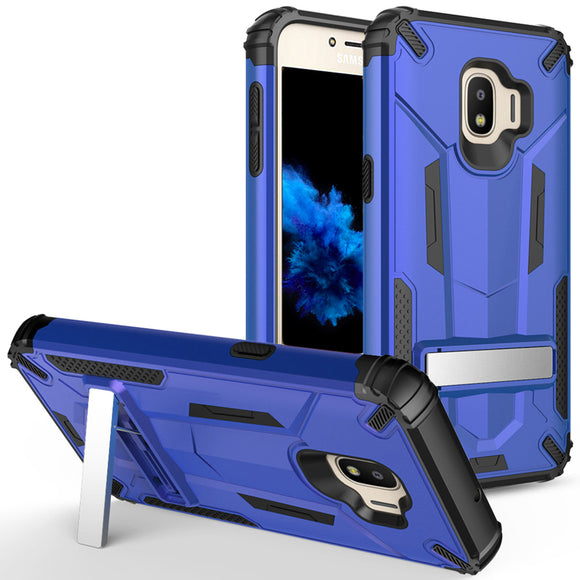 For Samsung Galaxy J2 / J2 Pure - Hybrid Transformer Case with Kickstand and UV Coated PC/TPU Layers - BLUE