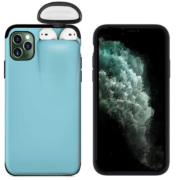 iPhone 11 Pro with Cover for AirPods 2 1 Holder Hard Case for AirPods Case - SkyBlue
