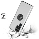 For Samsung S23 Plus CHIEF Oil Painted Magnetic Ring Stand Hybrid Case Cover - Silver