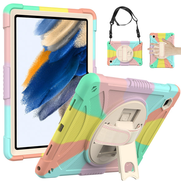 For Apple iPad Mini 6th Gen 8.3 inch (2021) Tablet Hand and Shoulder Strap with Kickstand 3in1 Tough Hybrid - Colorful