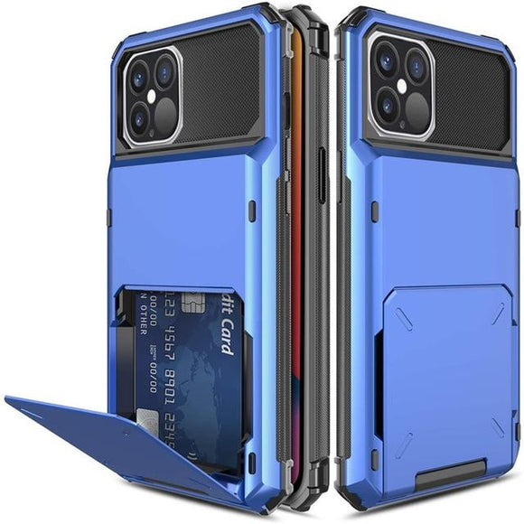 iPhone 12 Pro Max  6.7 Hybrid Credit Card Case- Blue