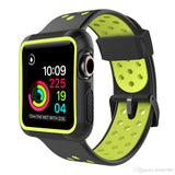 Apple Watch 38mm/40mm  full cover Rugged Silicone Band - Black/Green