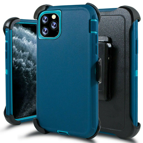 Phone Case iPhone 12 Pro Max 6.7 With Belt Clip (Cyan/Black)