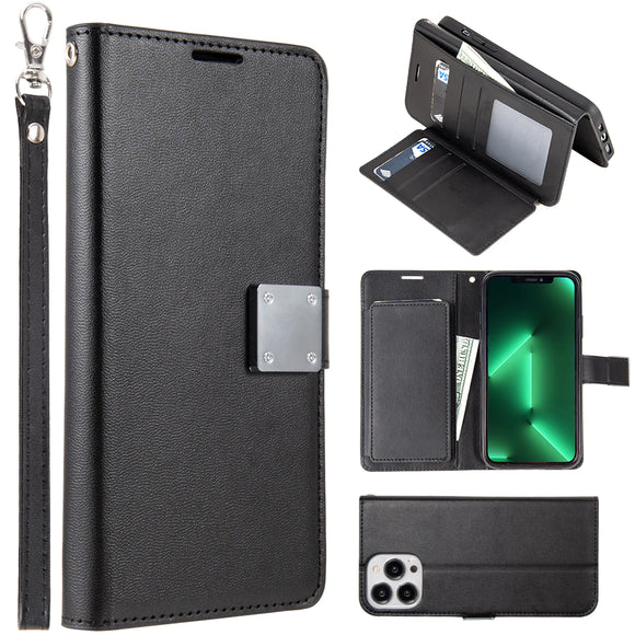 For iPhone 15 Pro Max / Ultra Wallet ID Card Holder Case Cover - Black
