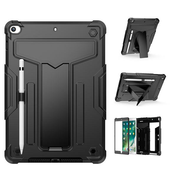 For Apple iPad 10th Gen 2022 Tablet Vertical 3in1 Tough Hybrid Kickstand - Black/Black