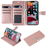 For iPhone 15 Wallet ID Card Holder Case Cover - Rose Gold