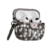 For AirPods Pro Pearl Diamond Glitter Hybrid Case Cover - Black