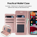 For iPhone 15 Wallet ID Card Holder Case Cover - Rose Gold