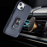 For iPhone 13 Pro Max Tough Strong Dual Layer Flat Magnetic Ring Stand Case Cover - Blue