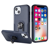 For iPhone 13 Pro Max Tough Strong Dual Layer Flat Magnetic Ring Stand Case Cover - Blue