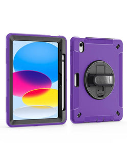 iPad Pro 12.9 (6/5/4th Gen) Shockproof Hybrid Kickstand w/ Shoulder Strap Case - Purple