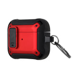 For AirPods 1/2 Switch Closure Premium Ultra ShockProof Hybrid With Metal Hook Case Cover - Black+Red