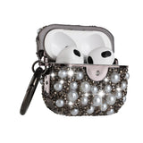 For AirPods Pro Pearl Diamond Glitter Hybrid Case Cover - Black