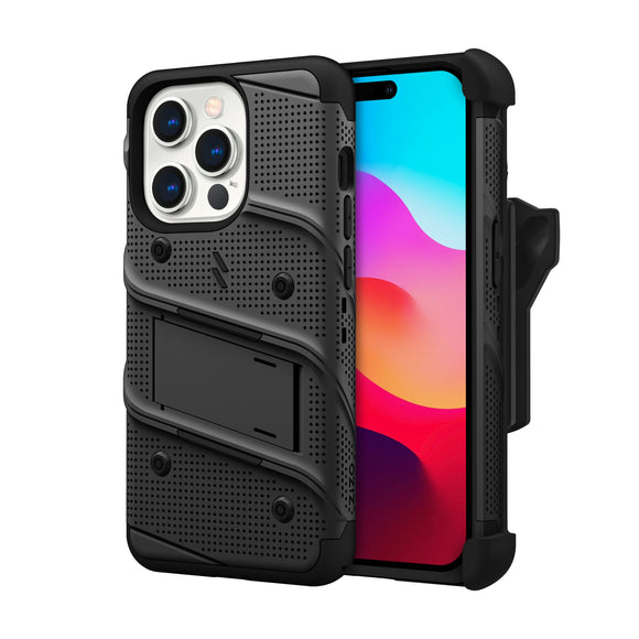 ZIZO BOLT Bundle with Tempered Glass iPhone 15 Pro Max Case - Black