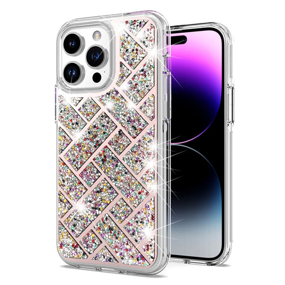 For iPhone 15 Pro Bling Hybrid Case Cover - C