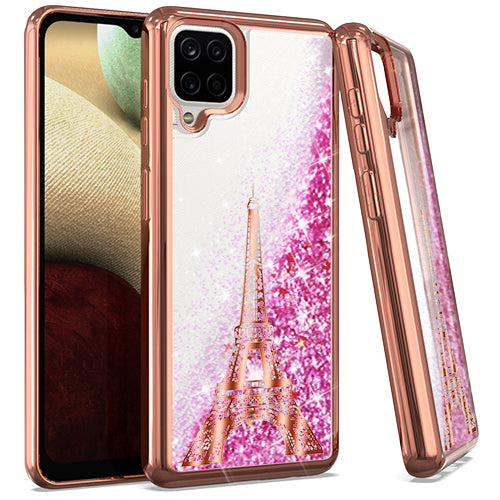 Samsung A42 5G CHROME Glitter Motion Paris Tower ROSE GOLD