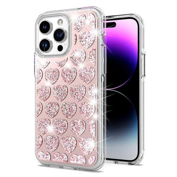 For iPhone 15 Pro Max / Ultra Bling Hybrid Case Cover - E