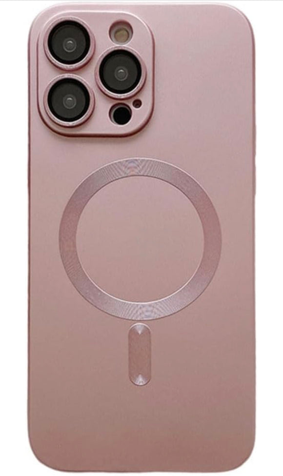 MagSafe Magnetic Clear Matte Case For iPhone 15 Pro max - Rose Gold