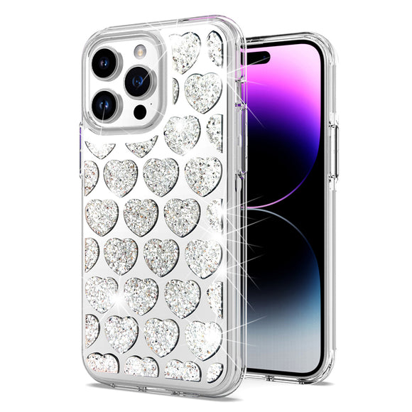 For iPhone 15 Plus Bling Hybrid Case Cover - G