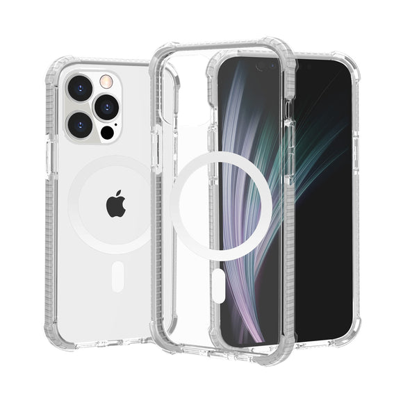 For iPhone 11 (XI6.1) Acrylic [Magnetic Circle] Tough 2.5mm Transparent ShockProof Hybrid - White